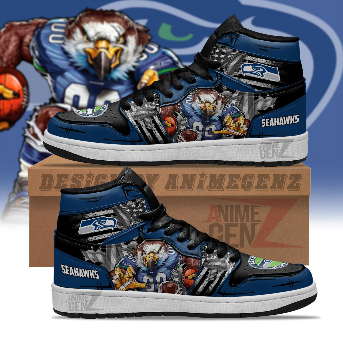 Seattle Seahawks JD Sneakers NFL Custom Sports Shoes
